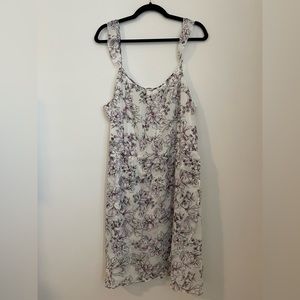 Reitmans floral mini dress, faux wrap dress style.